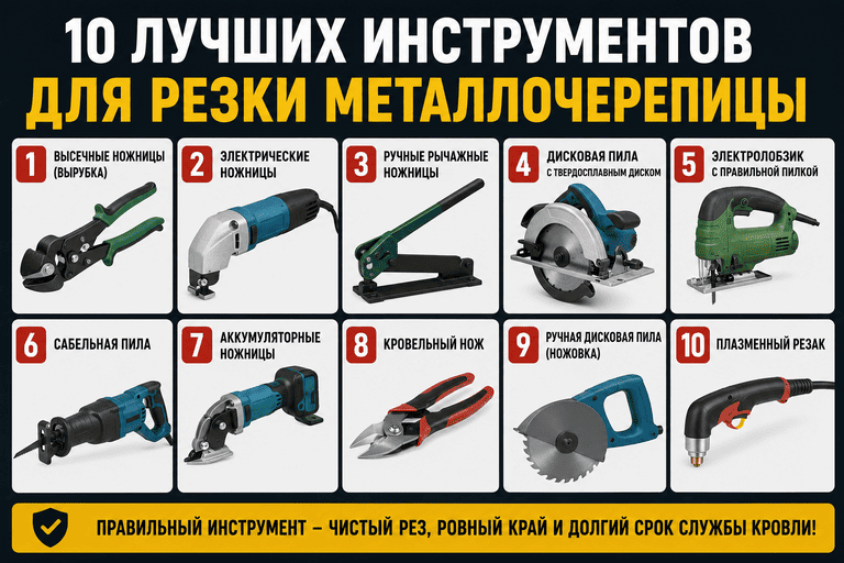 10 лучших инструментов для резки металлочерепицы