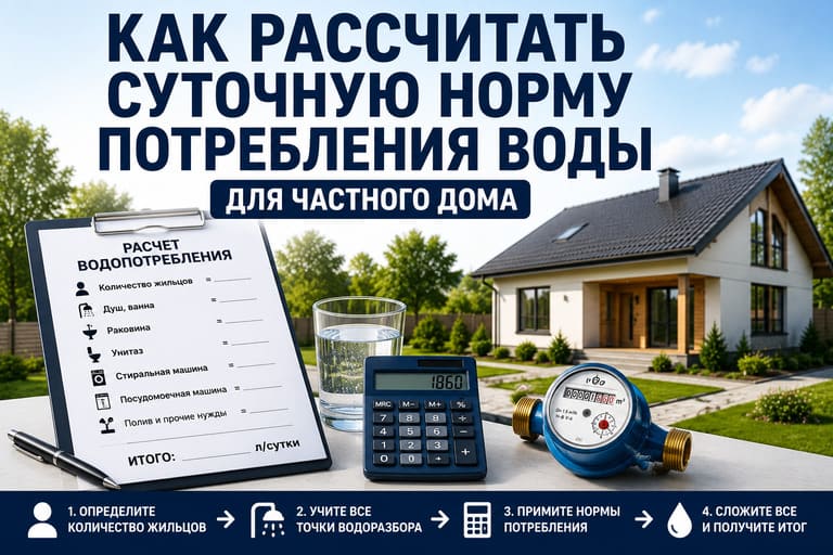 Как рассчитать суточную норму потребления воды для частного дома