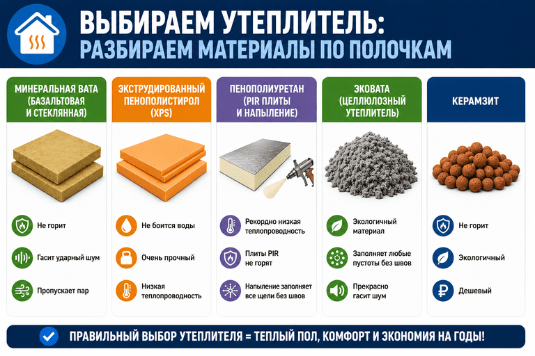 Выбираем утеплитель разбираем материалы по полочкам