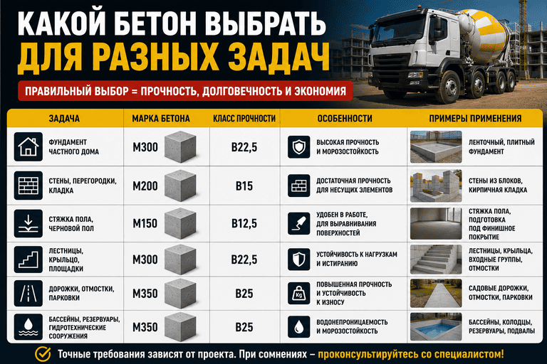 Какой бетон выбрать для разных задач