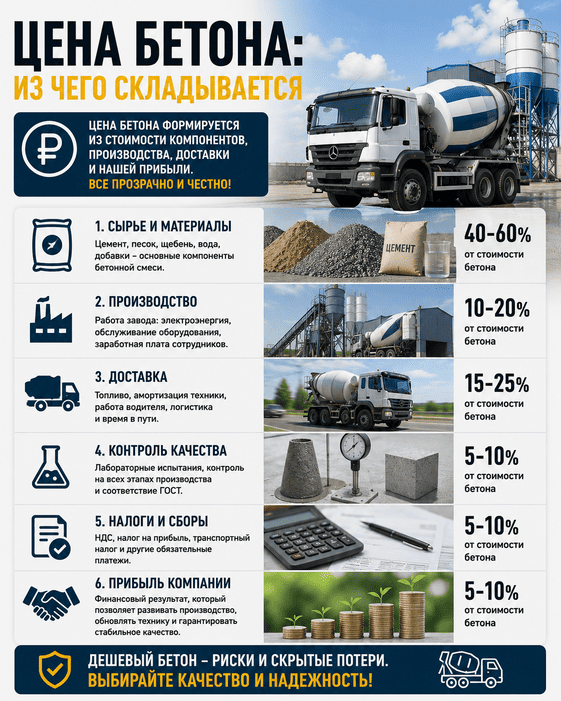 Цена бетона из чего складывается