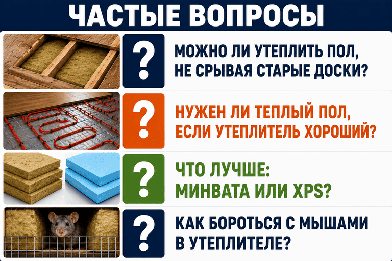 Частые вопросы об утеплении пола