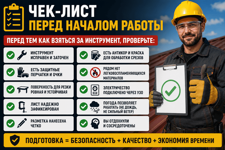 Чек лист перед началом работы